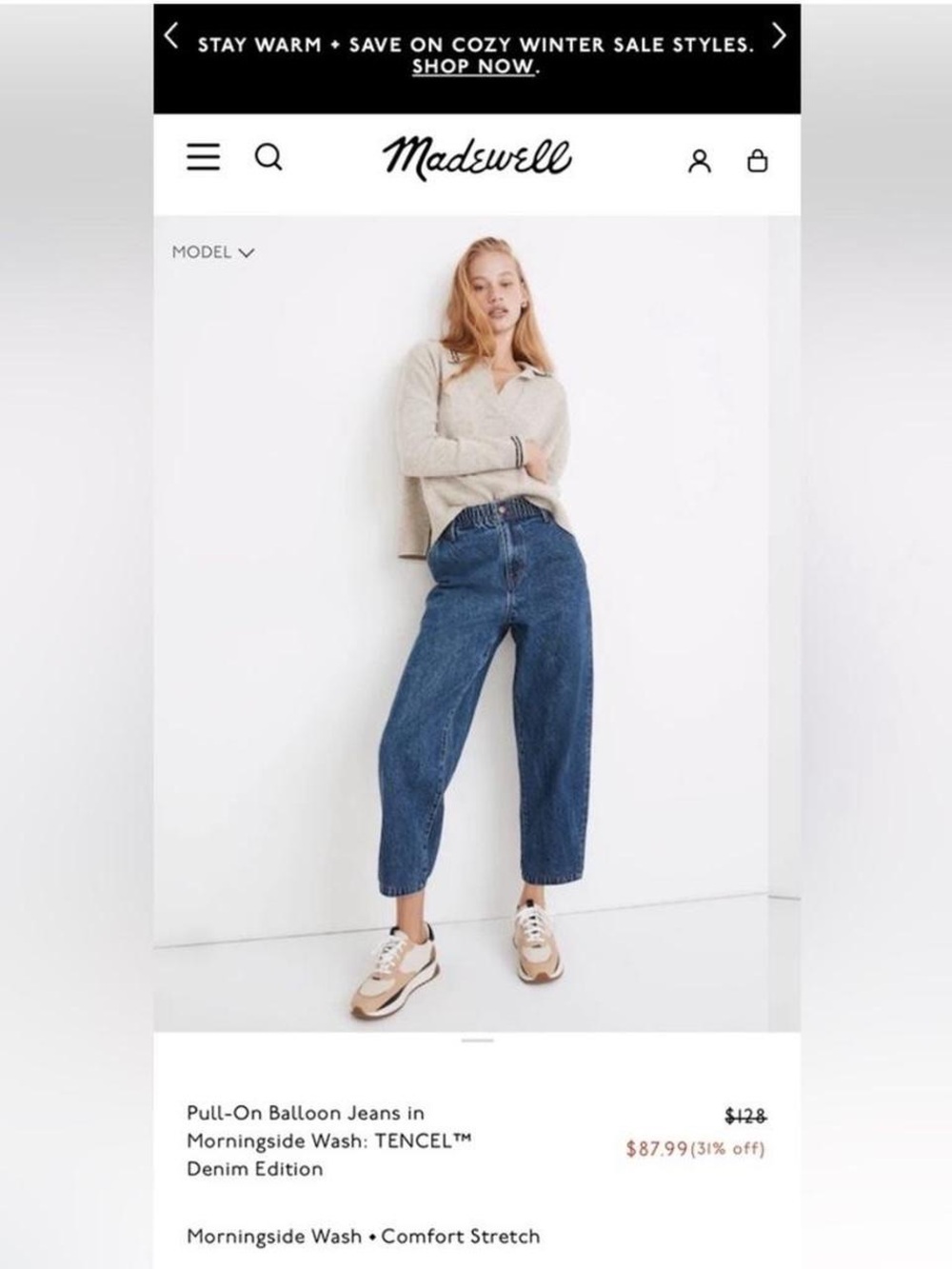 Madewell Light Blue Boyfriend Jeans with Elastic Waist